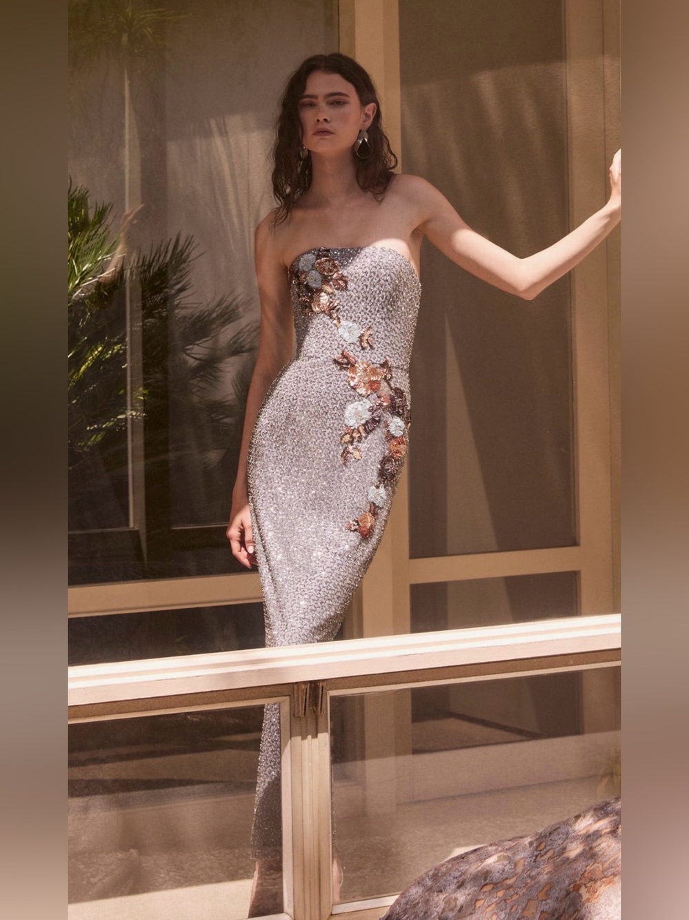 Helsi Silvia Floral Sequin Strapless Cocktail Dress Size Small